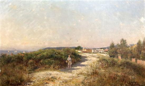 Hermann Eschke (1823-1900) Breton coastal scene 38 x 62cm